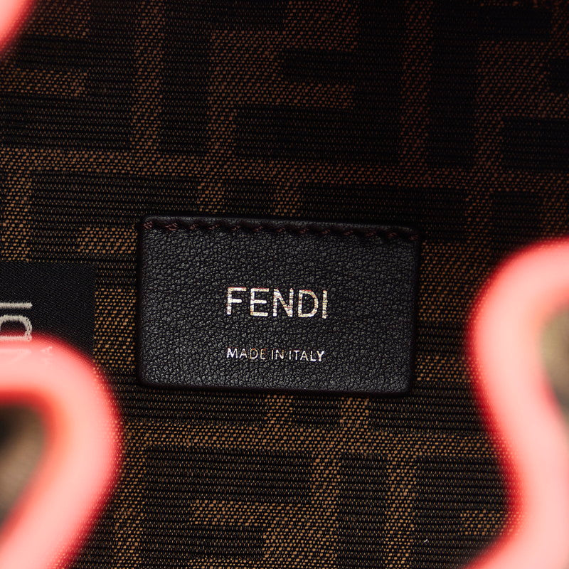 FENDI FENDI 8BS010 Shoulder Bag Canvas/Leather Brown Pink Ladies Fender