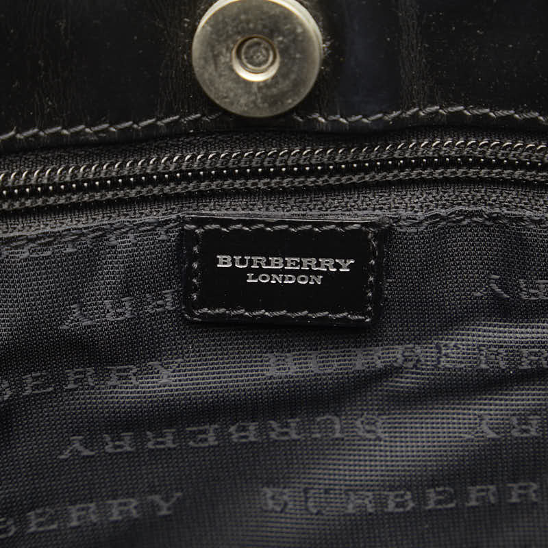 Burberry Nova Check Logo Charm Bag Beige Black PVC Leather