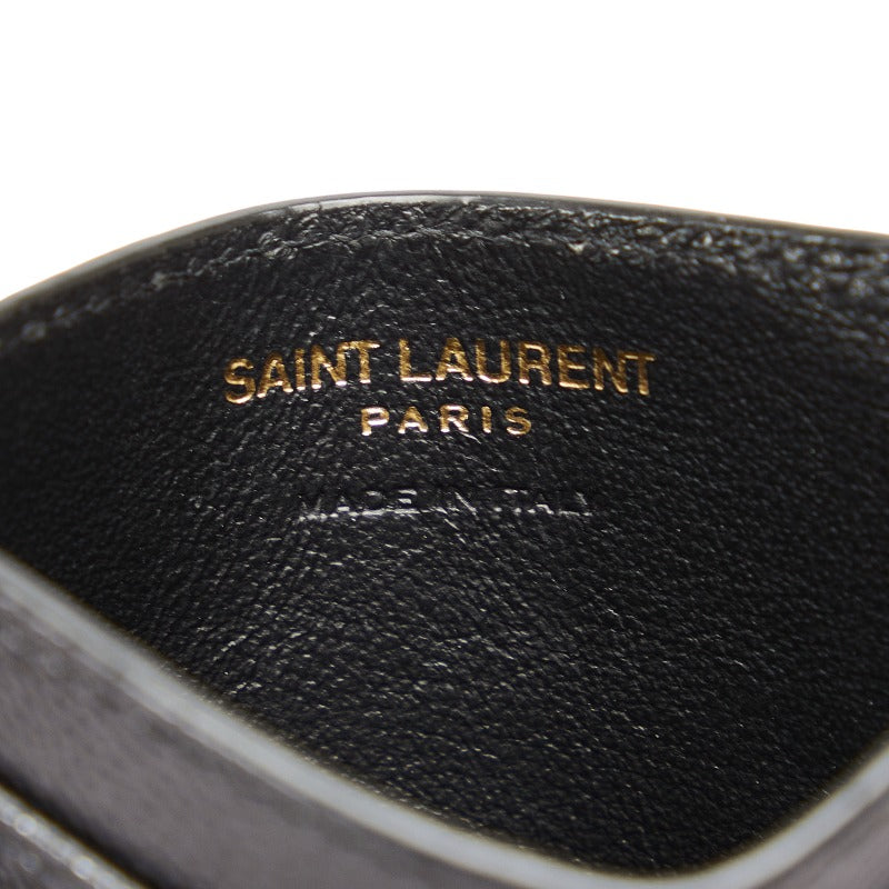 Saint Laurent Card Holder in Grain Calf Leather Black 423291