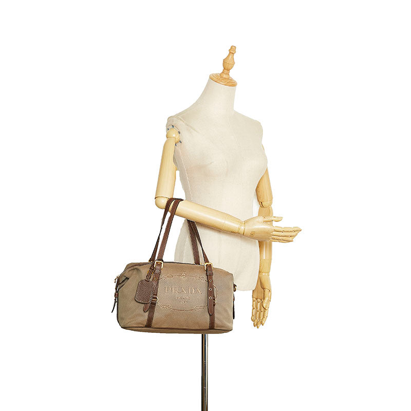 PRADA Prada Handbags Canvas/Leather Brown Ladies and Gentlemen