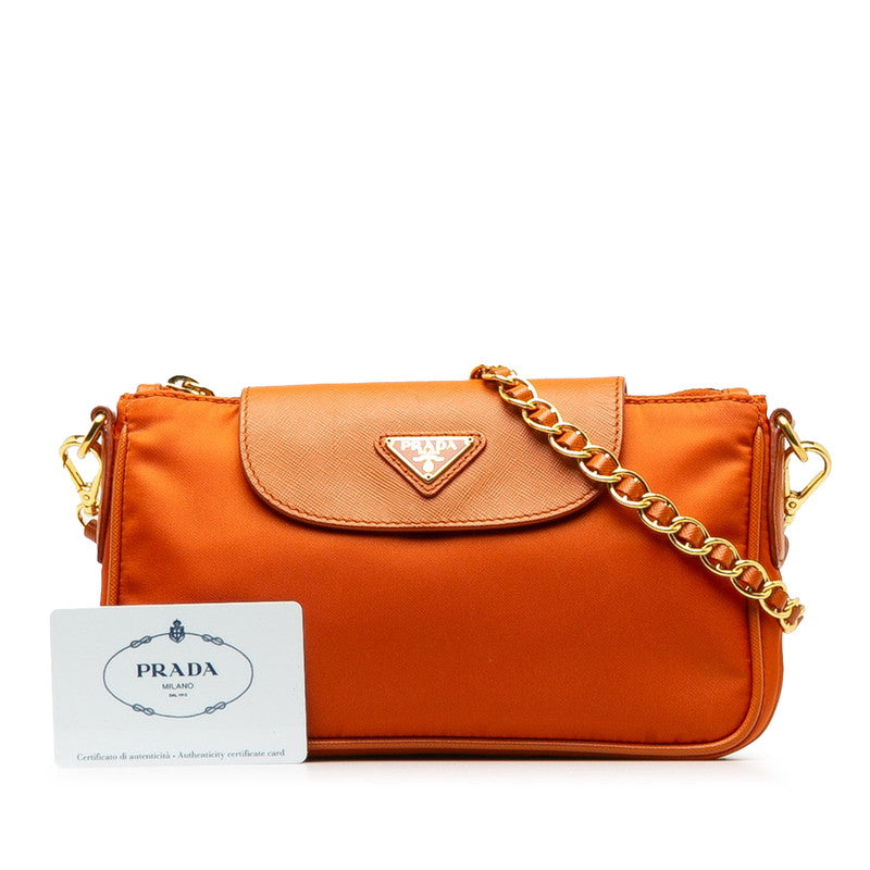 PRADA Prada Triangle Logo  BT0779 Shoulder Bag Nylon/ Orange Lady Stirling