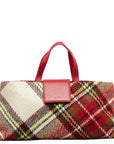 Burberry Check Handbags 2WAY Beige Red Wool Leather Ladies BURBERRY