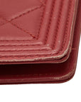 Chanel Long Wallet Leather Wine Red