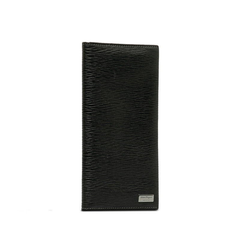 Salvatore Ferragamo Double Foldable Wallet KY-66 7092 Black Leather Lady Salvatore Ferragamo
