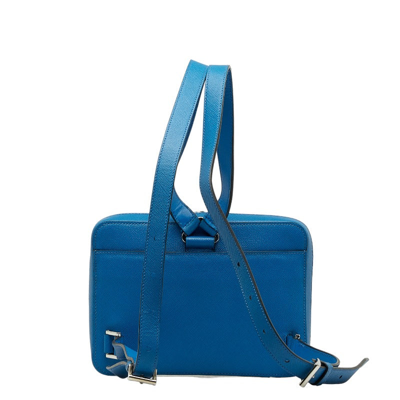 PRADA Backpack Mini in Saffiano Blue Ladies