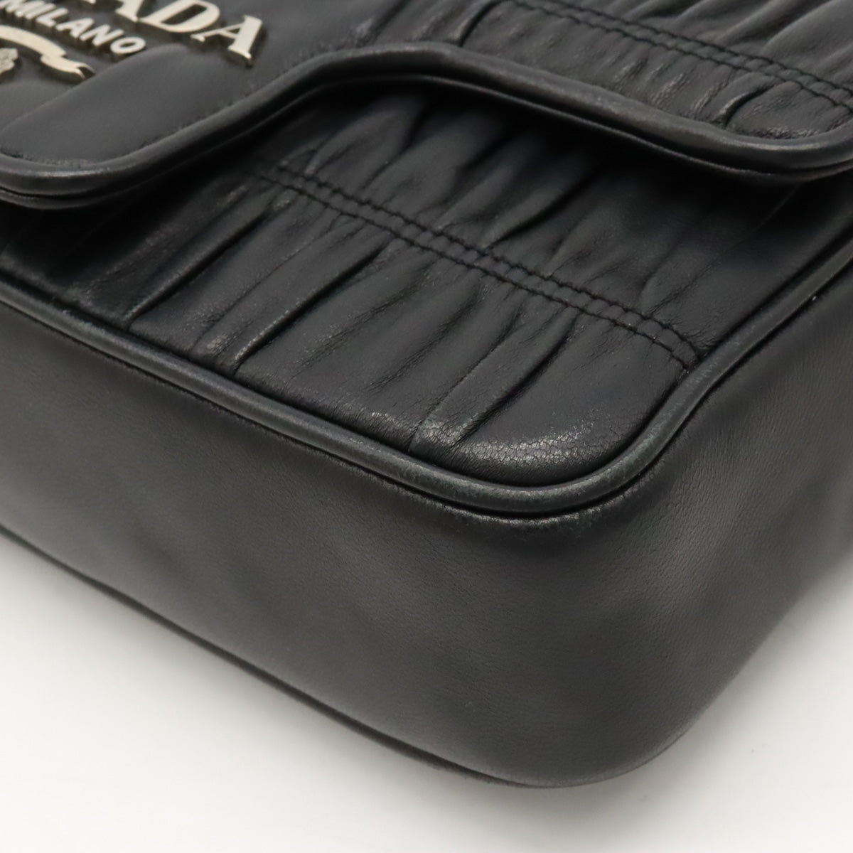 PRADA Prada Napa Golf Gear Shoulder Bag Chain Shoulder  Leather NERO Black Black Silver Gold  1BD140