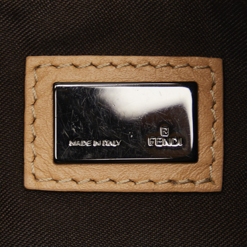 FENDI Handbag Linen/ Beige Brown 8BR155