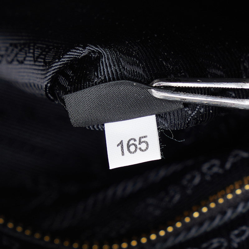Prada Triangle Logo  Handbag Shoulder Bag Black Nylon Leather  Prada