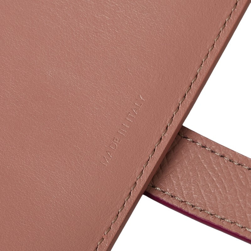 Celine Medium Strap Wallet Two Folded Wallet Pink Pearl Leather  Celine