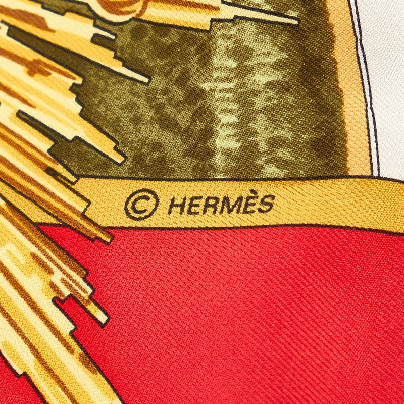 Hermes Carré 90 SANSSOUCY Sunsy Palace 圍巾 紅色 白色 多色真絲女士 HERMES