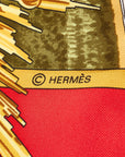 Hermes Carré 90 SANSSOUCY Sunsy Palace Scarf Red White Multicolor Silk Ladies HERMES