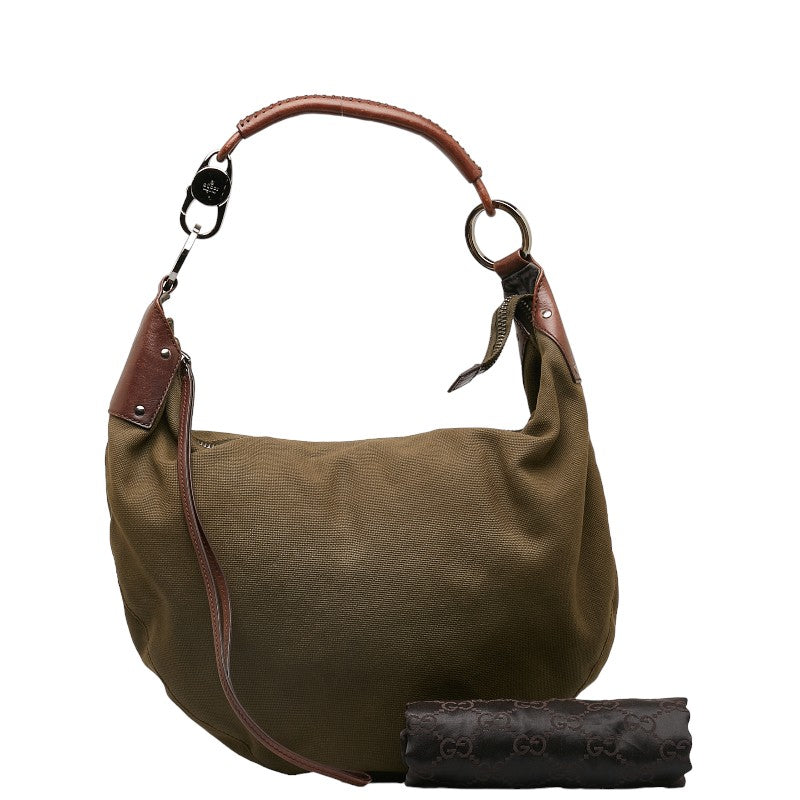Gucci One-Shoulder Bag 95726 Carki Brown Canvas Leather Lady Gucci