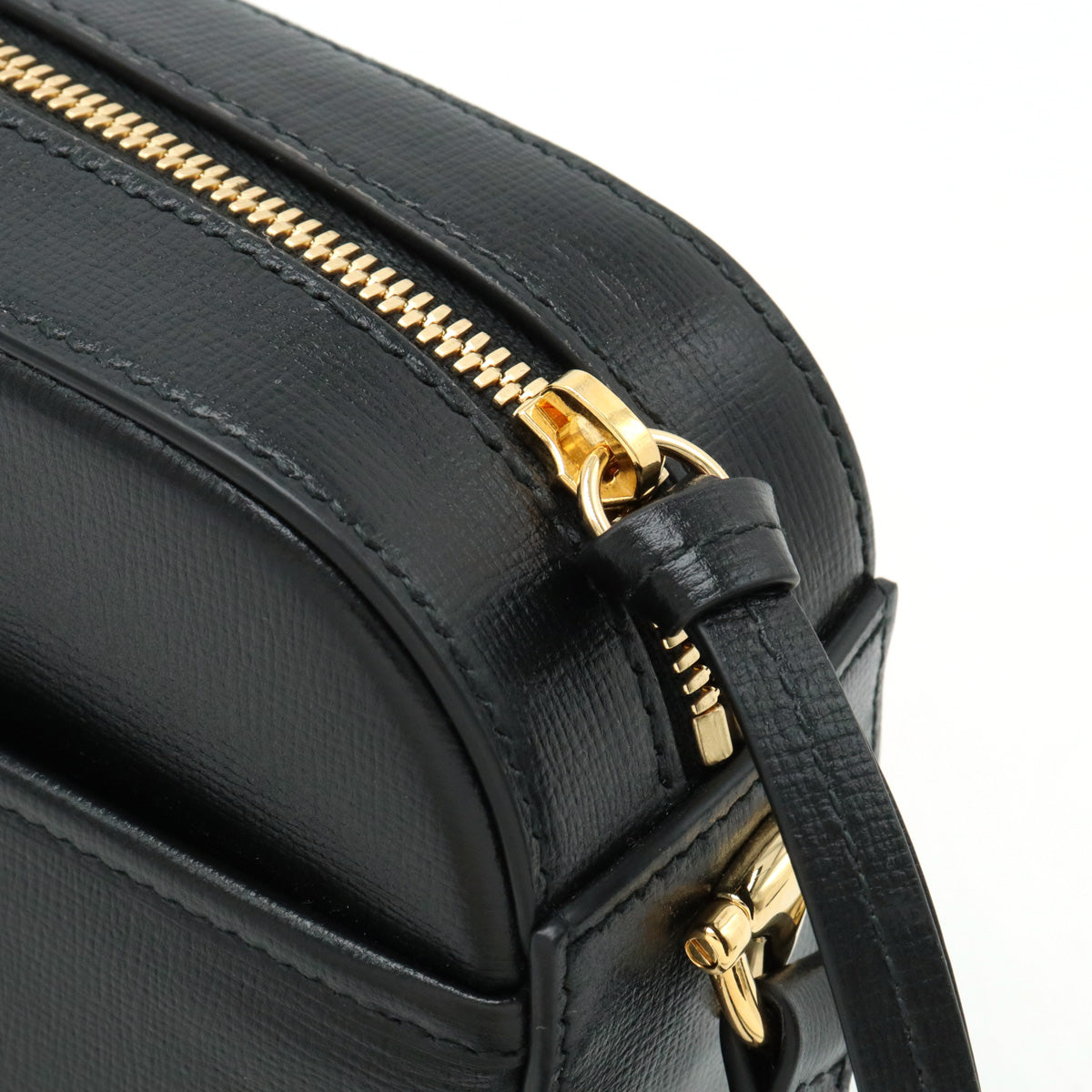 GUCCI Horsebit 1955 Small Shoulder Bag Pocket Pulled Leather Black Black Gold  760196