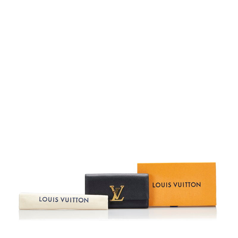 Louis Vuitton Louis Vuitton N90129 Long Wallet Leather/Pison Noir Black