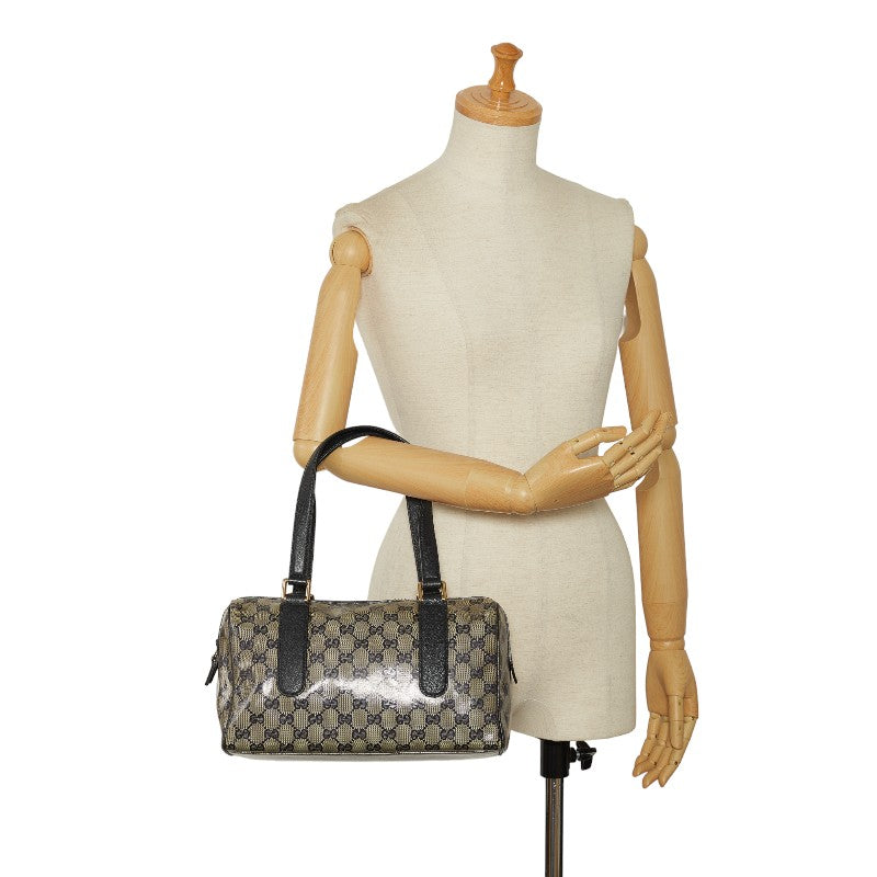 Gucci GG Crystal Handbag Mini Boston Bag 257289 Navi PVC Leather Ladies Gucci
