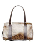 FENDI Zucca Handbag Beige Brown PVC Leather Ladies