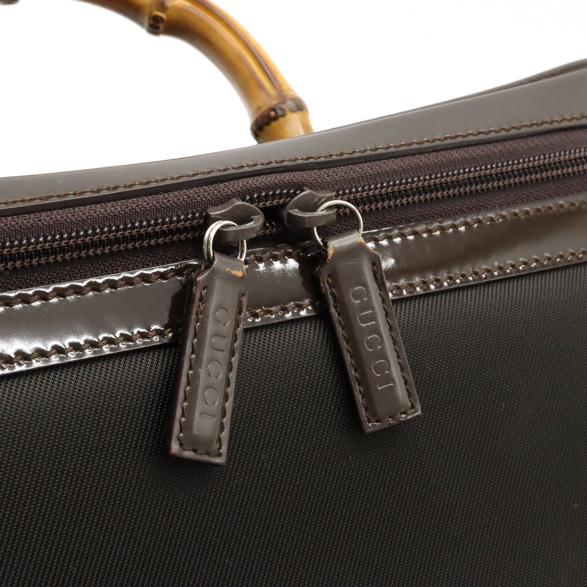 GUCCI Gucci Bamboo Vanity Bag Handbag  Bag 2WAY Shoulder Bag Nylon Patent Leather Brown 013.2122.2491