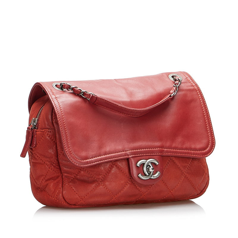 Chanel Cocomark Chain houlder Bag Red Leather Lady Chanel
