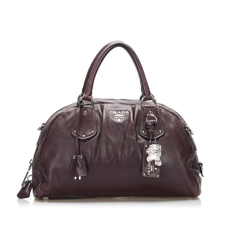 PRADA PRADA BL0273 Handbag Leather Brown Ladies