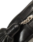 Saint Laurent Logo Blog Bag Fringe Tassel Sloping Shoulder Bag Black Leather  Saint Laurent