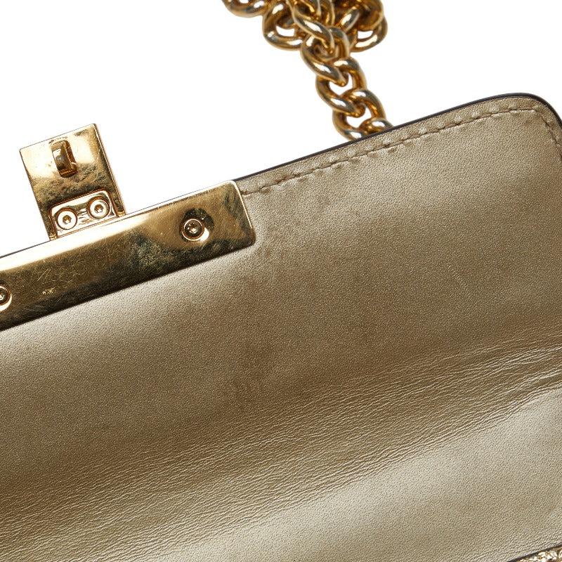 Gucci Chain Shoulder Bag 409487 Gold Leather Ladies