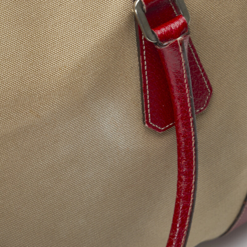 Prada Prada Handbags Canvas/Laser Beige Red  Stirling