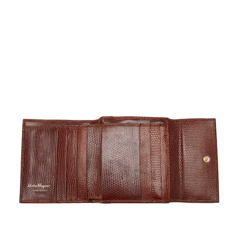 Salvatore Ferragamo Villa Folded Wallet Brown Leather Ladies Salvatore Ferragamo
