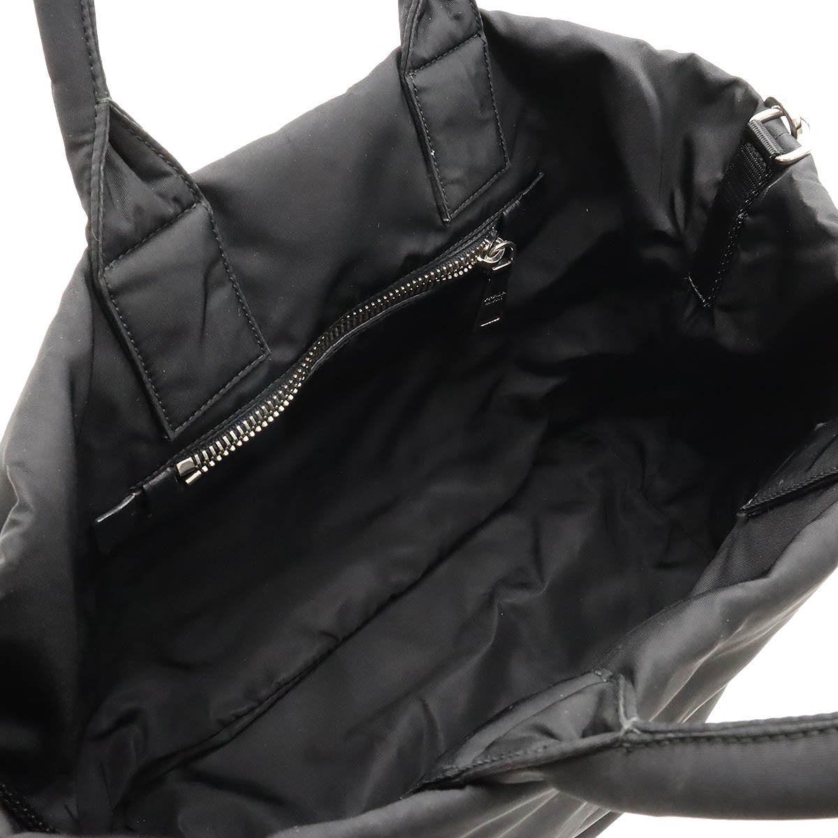 PRADA Prada  Bag Handbag 2WAY Shoulder Bag Reversible Nylon Leather NERO Black Black Silver Gold  BN1959
