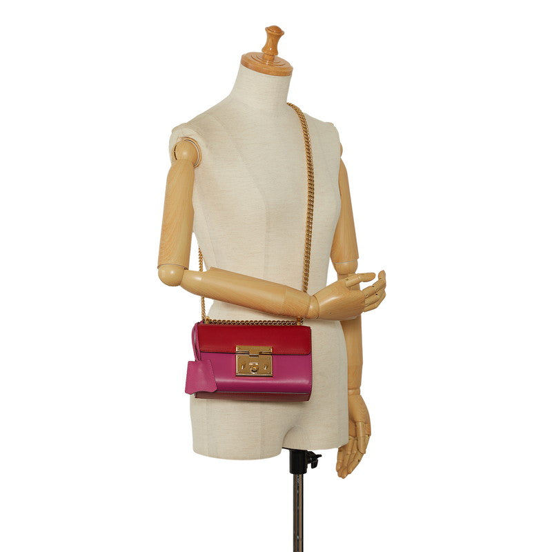 Gucci Padlog Chain Charming Bag Small Bag 409487 Red Pink Leather  Gucci