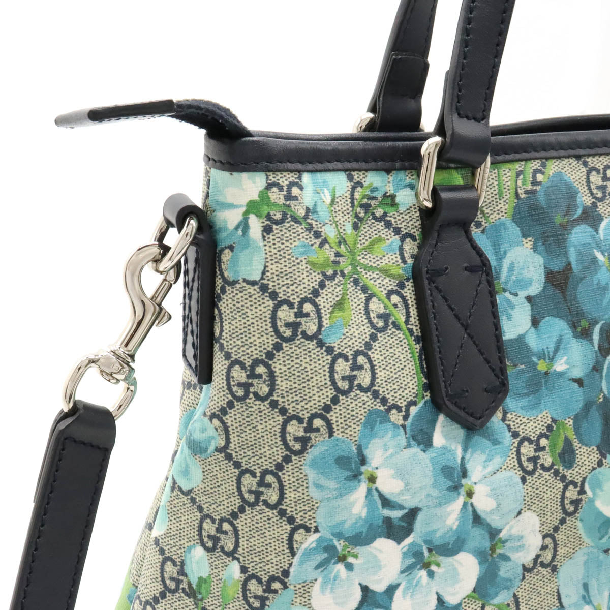 Gucci Gucci GG Bloom&#39;s Handbags 2WAY Shoulder Bags Pulled PVC Leather Flower Tile Beige Blue 429019 Blumen