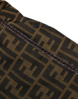 Fendi Zuka Logo Tape Handle Handbag Toilet Bag 26555 Beige Black Canvas Leather Ladies Fendi