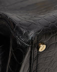 Salvatore Ferragamo Vallarta Crocodile Pressed  Bag Shoulder Bag AF-21 8254 Black Leather Ladies Salvatore Ferragamo