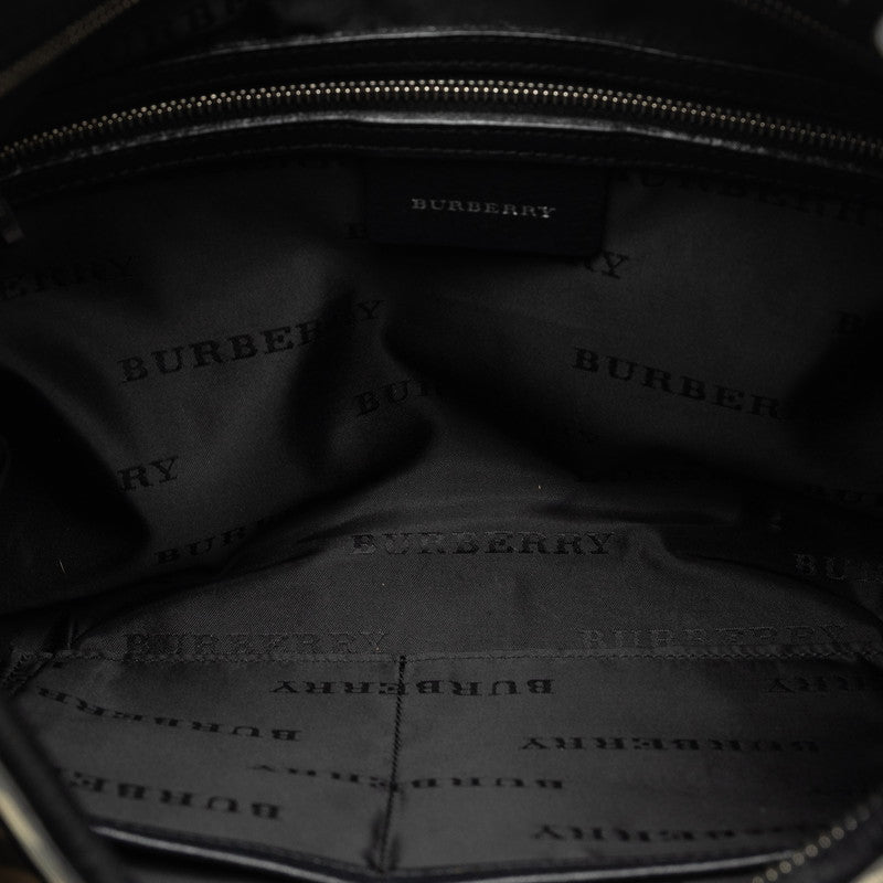Burberry Nova Check One-Shoulder Bag Black Leather