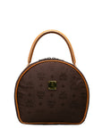 MCM Mini Top Handle Bag in Visetos Brown Leather