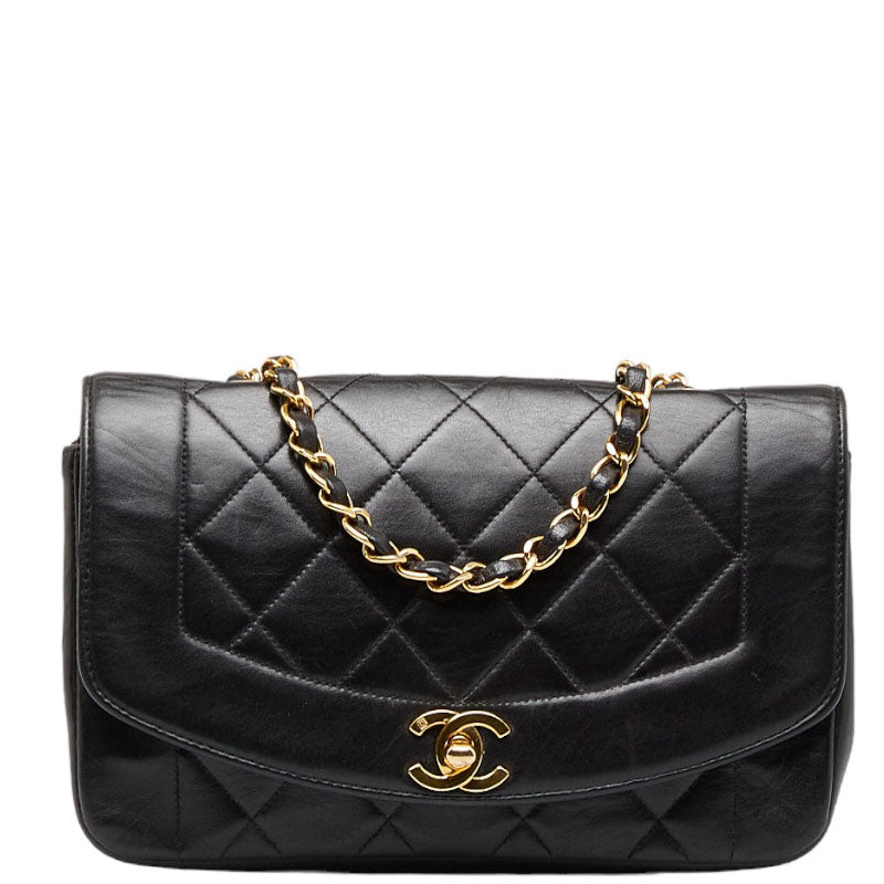 Chanel Matrases Diana Chain Chain houlder Bag Black Gold   Chanel