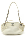 CHANEL Chanel Cocomark Wrapped Chain Bag One-Shoulder Shoulder Bag Cotton Canvas Pearson Ivory White Blumin