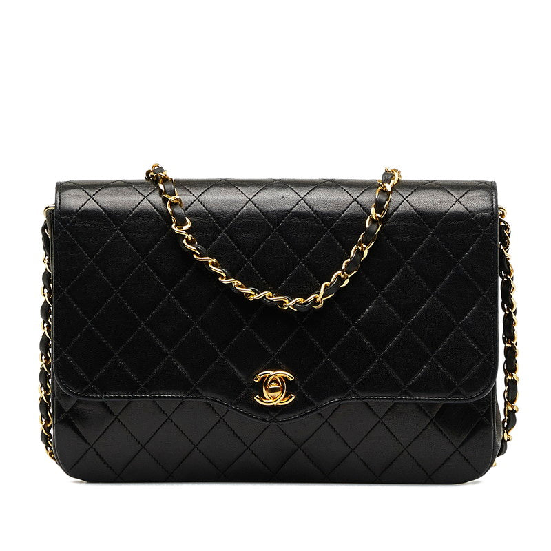 CHANEL Chanel Mattress Shoulder Bag  Black Gold