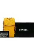 Chanel Cocomark Mini Pocket  Chain Shoulder Bag Yellow Caviar Skin  CHANEL