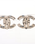 CHANEL Earrings in Tweed Pattern A19B Silver Blue