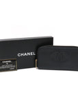 CHANEL Long Zip Wallet in Black Caviar Leather A13228