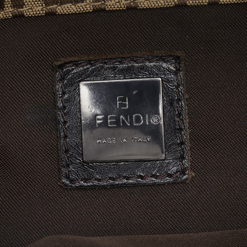 FENDI Zucchino Shoulder Bag in Canvas Leather Brown Ladies