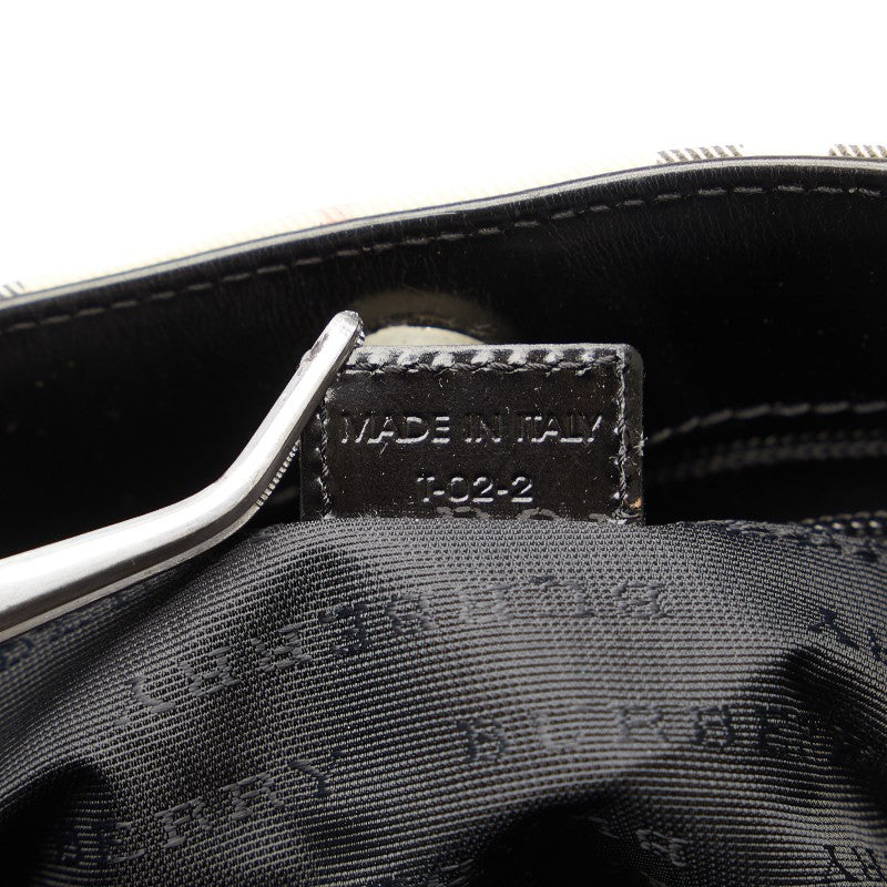 Burberry Nova Check Logo Charm Bag Beige Black PVC Leather