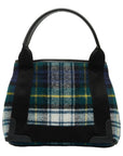 BALENCIAGA Cabas XS Tote Bag in Wool Check Green 390346