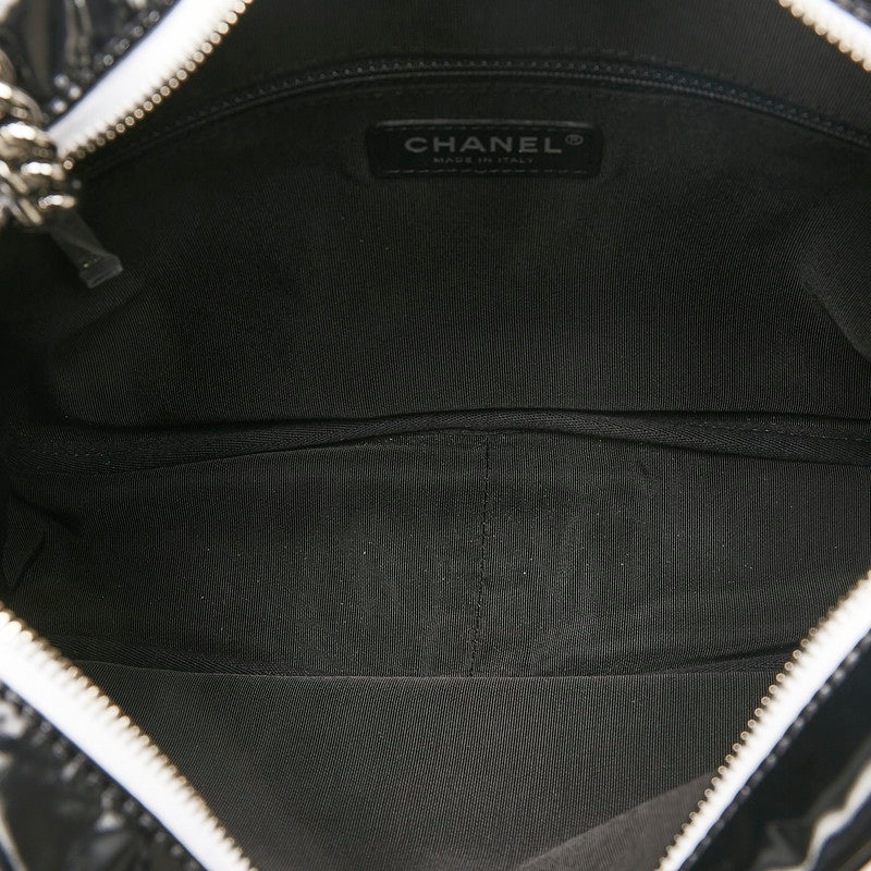 Chanel 19 Cruise Collection LA PAUA Cocomark Chain Shoulder Bag Black White PVC Leather  CHANEL