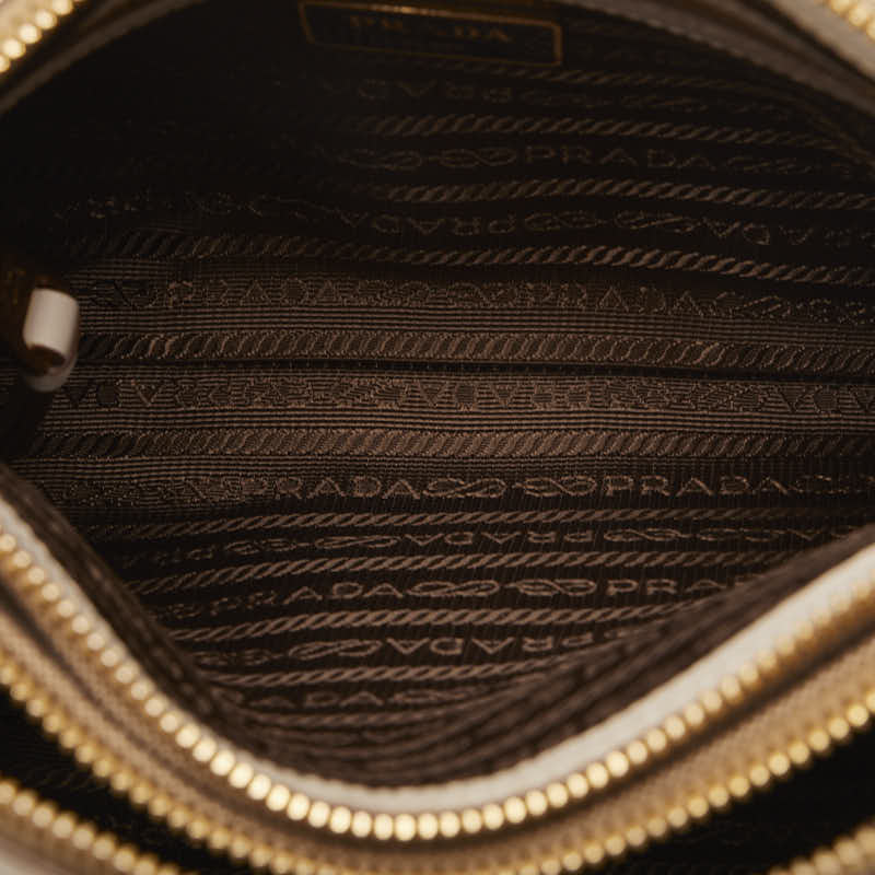 Prada Logo   Shoulder Bag 1BH046 Beige White Canvas Leather  Prada [Ginestapo ]