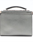 Fendi Selleria Pica Boufit Mini Leather  Pearson 2WAY Handbag Silver 7VA422