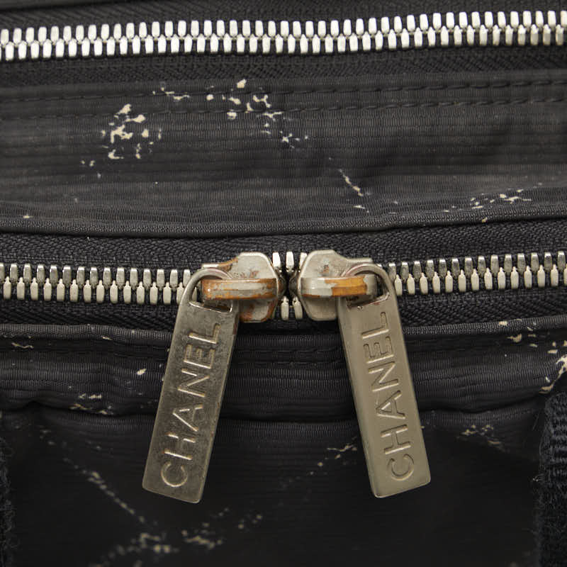 Chanel Old Travel Line Handbags Mini Boston Bag Black Nylon Ladies Chanel