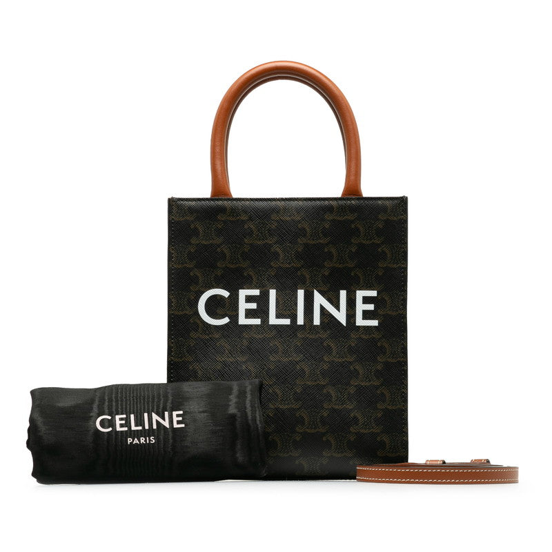 Celine Trionf Vertical Caba Mini Handbags Shoulder Bag 2WAY Brown PVC Leather  Celine