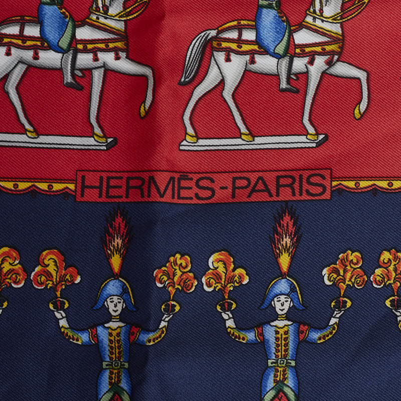 Hermes Carré 90 LES ARTIFICIERS Overall SCalf Navy Multicolor Silk  Hermes
