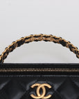 Chanel Mattress kin Chain Shoulder Bag Vanity Black Gold